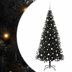 Sapin de Noël avec 300 LED avec support Noir 180 cm PVC 542030542030