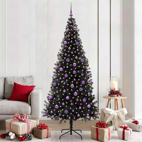 Sapin de Noël avec 300 LED avec support Noir 210 cm PVC 542031542031