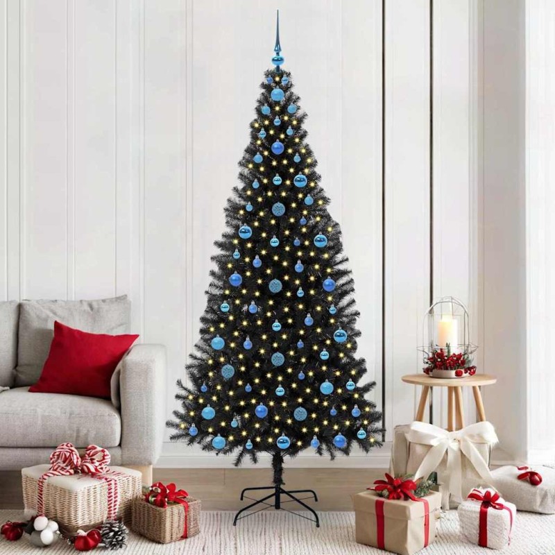 Sapin de Noël avec 300 LED avec support Noir 210 cm PVC 542032542032