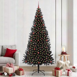 Sapin de Noël avec 300 LED avec support Noir 240 cm PVC 542033542033