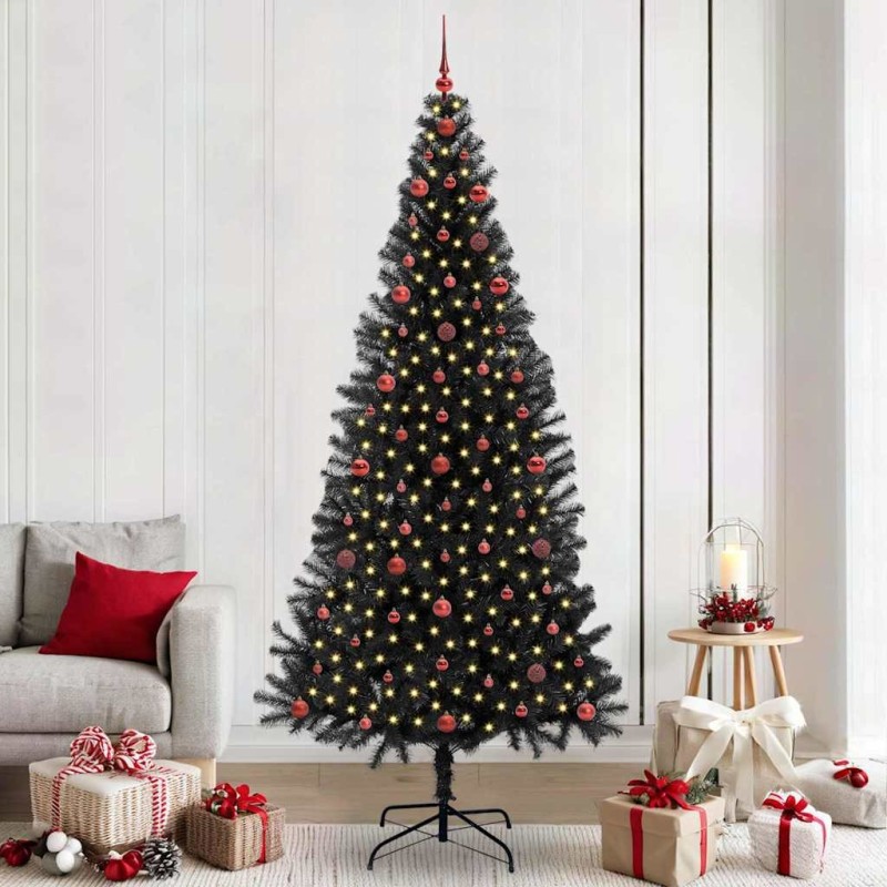 Sapin de Noël avec 300 LED avec support Noir 240 cm PVC 542033542033