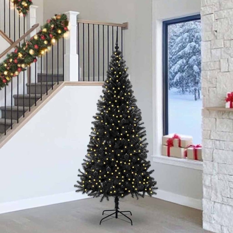 Sapin de Noël avec 300 LED avec support Noir 240 cm PVC 542035542035