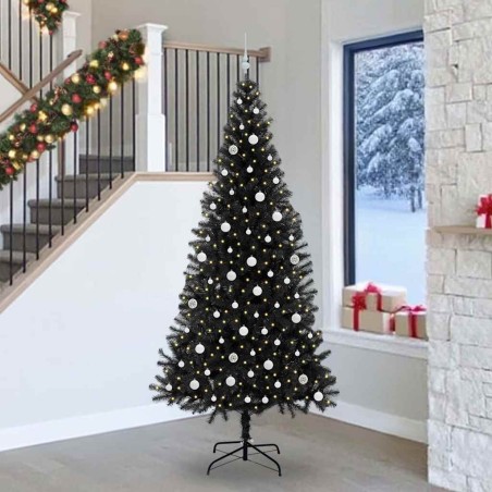Sapin de Noël avec 300 LED avec support Noir 240 cm PVC 542036542036