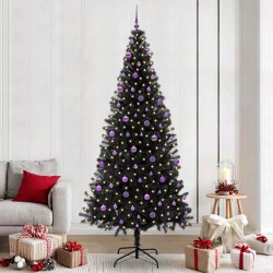 Sapin de Noël avec 300 LED avec support Noir 240 cm PVC 542037542037