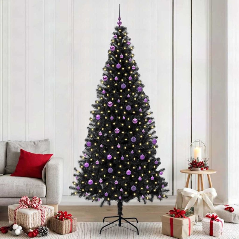Sapin de Noël avec 300 LED avec support Noir 240 cm PVC 542037542037