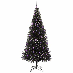 Sapin de Noël avec 300 LED avec support Noir 240 cm PVC 542037542037