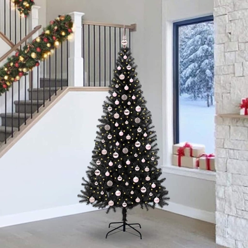 Sapin de Noël avec 300 LED avec support Noir 240 cm PVC 542038542038