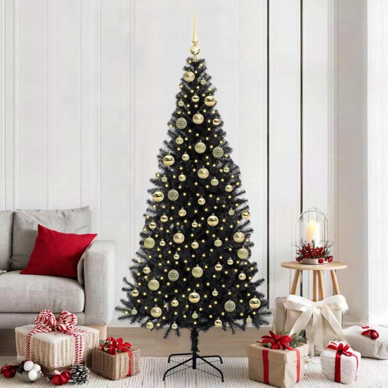 Sapin de Noël avec 300 LED avec support Noir 210 cm PVC 542039542039