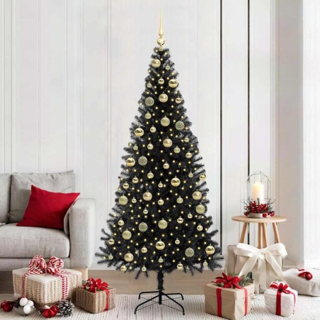 Sapin de Noël avec 300 LED avec support Noir 210 cm PVC 542039542039