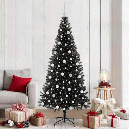 Sapin de Noël avec 300 LED avec support Noir 210 cm PVC 542040542040