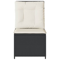 Canapé de jardin avec coussin Noir et blanc crème polyrotin 542043542043