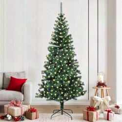 Sapin de Noël artificiel pré-éclairé Vert 210 cm PVC et métal 542082542082