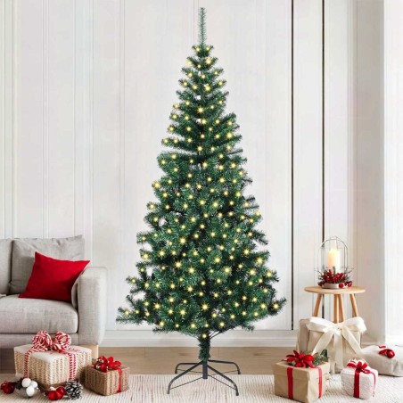 Sapin de Noël artificiel pré-éclairé Vert 210 cm PVC et métal 542082542082