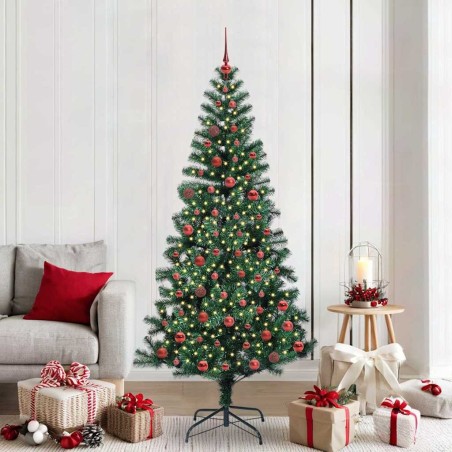 Sapin de Noël artificiel pré-éclairé Vert 210 cm PVC et métal 542100542100