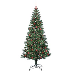 Sapin de Noël artificiel pré-éclairé Vert 210 cm PVC et métal 542100542100
