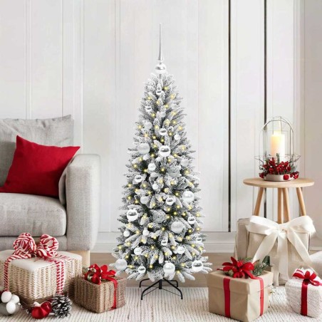 Sapin de Noël artificiel avec 150 LED avec support Blanc 120 cm 542135542135