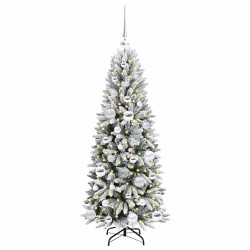 Sapin de Noël artificiel avec 150 LED avec support Blanc 120 cm 542135542135