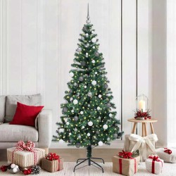 Sapin de Noël artificiel pré-éclairé Vert 210 cm PVC et métal 542156542156