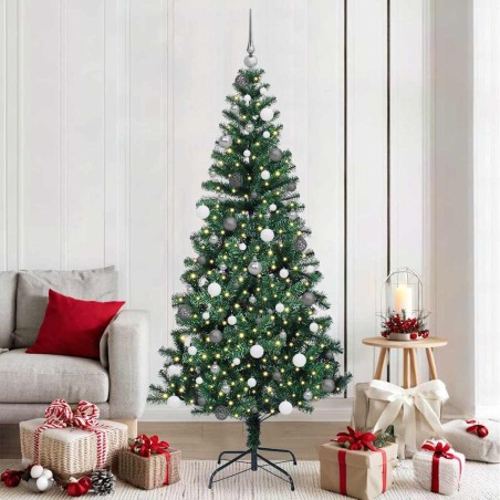 Sapin de Noël artificiel pré-éclairé Vert 210 cm PVC et métal 542156542156