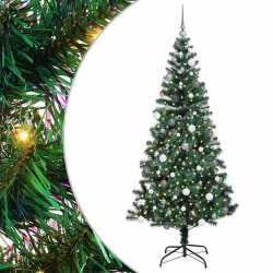 Sapin de Noël artificiel pré-éclairé Vert 210 cm PVC et métal 542156542156