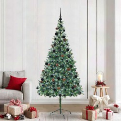 Sapin de Noël artificiel avec 300 LED Vert 210 cm PVC et Acier 542160542160