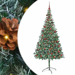 Sapin de Noël artificiel avec 300 LED Vert 210 cm PVC et Acier 542170542170