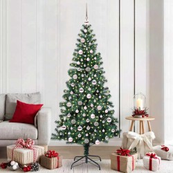 Sapin de Noël artificiel pré-éclairé Vert 210 cm PVC et métal 542172542172