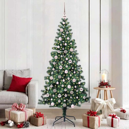 Sapin de Noël artificiel pré-éclairé Vert 210 cm PVC et métal 542172542172
