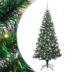 Sapin de Noël artificiel pré-éclairé Vert 210 cm PVC et métal 542172542172