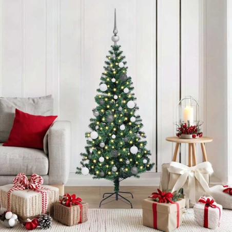 Sapin de Noël artificiel pré-éclairé Vert 150 cm PVC et métal 542176542176