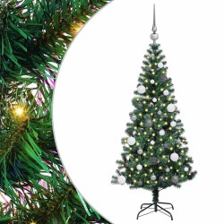 Sapin de Noël artificiel pré-éclairé Vert 150 cm PVC et métal 542176542176