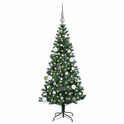 Sapin de Noël artificiel pré-éclairé Vert 150 cm PVC et métal 542176542176