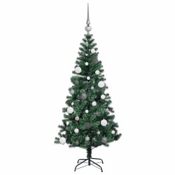 Sapin de Noël artificiel pré-éclairé Vert 150 cm PVC et métal 542176542176