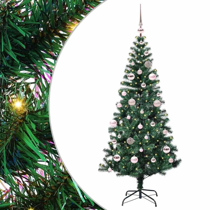 Sapin de Noël artificiel pré-éclairé Vert 150 cm PVC et métal 542178542178