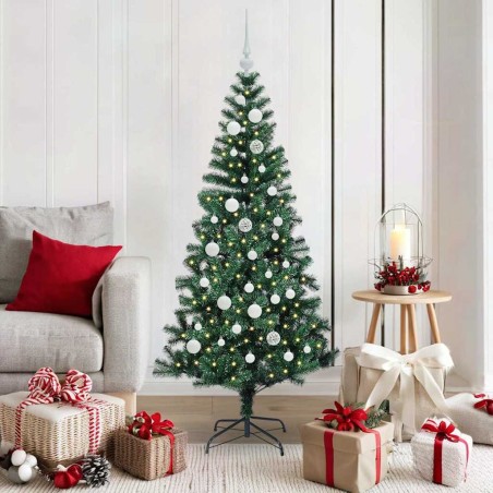 Sapin de Noël artificiel pré-éclairé Vert 150 cm PVC et métal 542180542180
