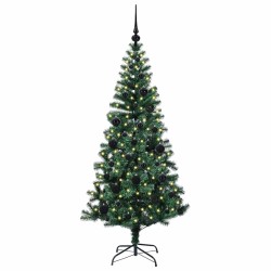 Sapin de Noël artificiel pré-éclairé Vert 150 cm PVC et métal 542181542181