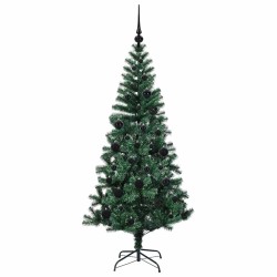 Sapin de Noël artificiel pré-éclairé Vert 150 cm PVC et métal 542181542181