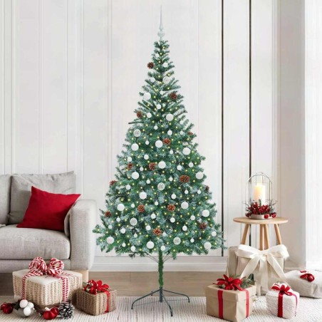 Sapin de Noël artificiel avec 300 LED Vert 210 cm PVC et Acier 542182542182