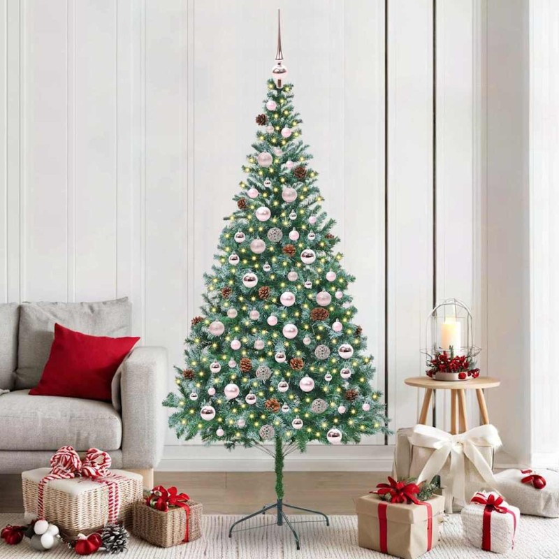 Sapin de Noël artificiel avec 300 LED Vert 210 cm PVC et Acier 542183542183