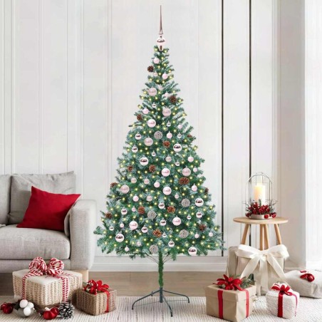 Sapin de Noël artificiel avec 300 LED Vert 210 cm PVC et Acier 542183542183