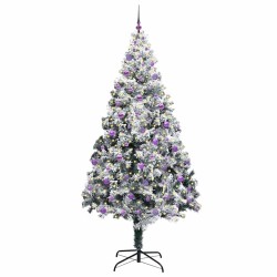 Sapin de Noël artificiel Blanc 240 cm PVC, Acier et Plastique 542193542193