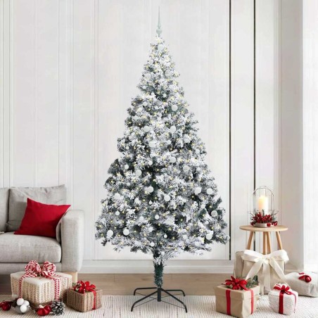 Sapin de Noël artificiel Blanc 240 cm PVC, Acier et Plastique 542203542203