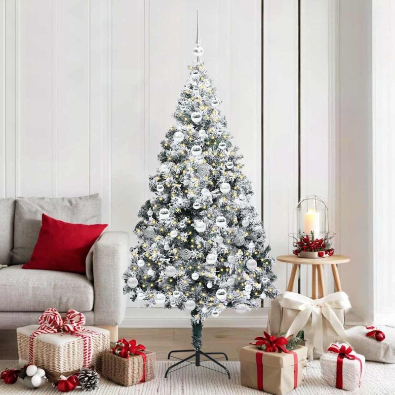 Sapin de Noël artificiel Blanc 180 cm PVC, Acier et Plastique 542205542205