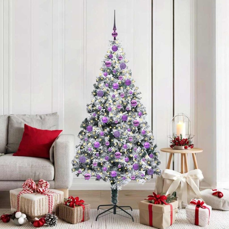 Sapin de Noël artificiel Blanc 180 cm PVC, Acier et Plastique 542206542206