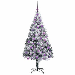 Sapin de Noël artificiel Blanc 180 cm PVC, Acier et Plastique 542206542206