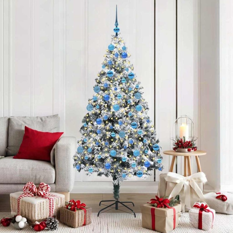 Sapin de Noël artificiel Blanc 180 cm PVC, Acier et Plastique 542208542208