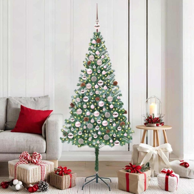 Sapin de Noël artificiel avec 300 LED Vert 180 cm PVC et Acier 542214542214