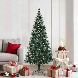 Sapin de Noël artificiel pré-éclairé Vert 180 cm PVC et métal 542216542216
