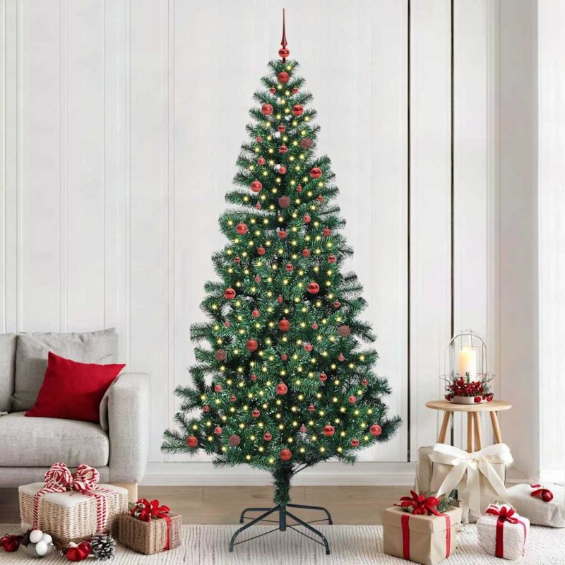 Sapin de Noël artificiel pré-éclairé Vert 240 cm PVC et métal 542217542217