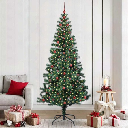 Sapin de Noël artificiel pré-éclairé Vert 240 cm PVC et métal 542217542217
